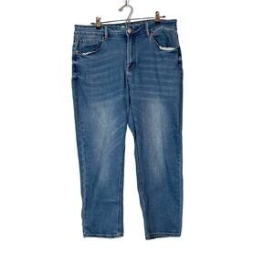 Song Womens 16 Mom Jean Medium Wash High Rise Denim Blue Straight Whiskering